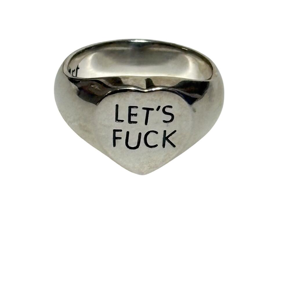 Good Art Hlywd Let's F*ck Sterling Silver Heart Ring .925